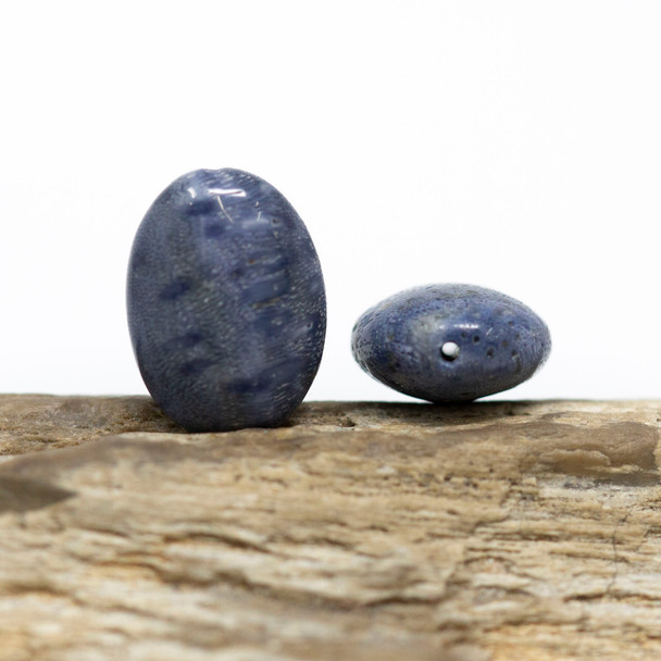 Natural Blue Coral 11x15mm Oval