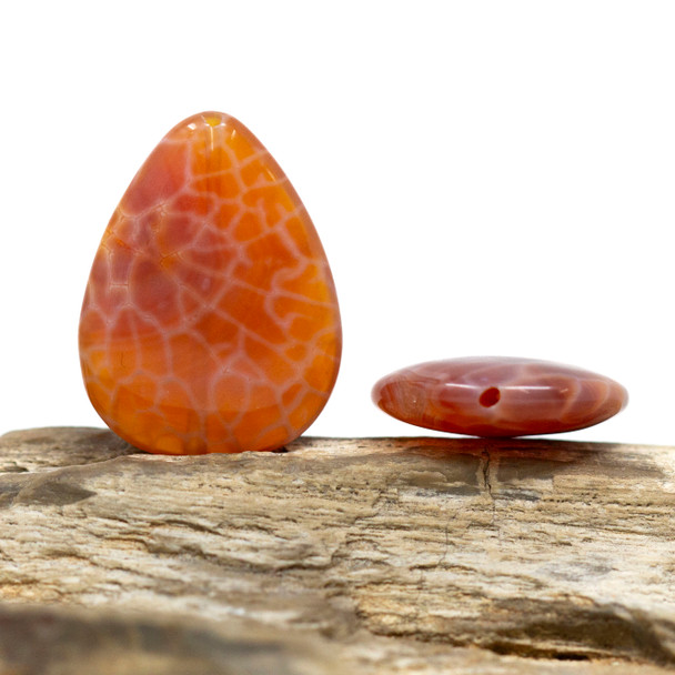Mexican Fire Agate Polished Approx. 22x30mm Flat Drop