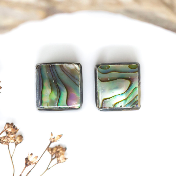 Abalone Polished 12mm Diagonal Drill Cube Bead