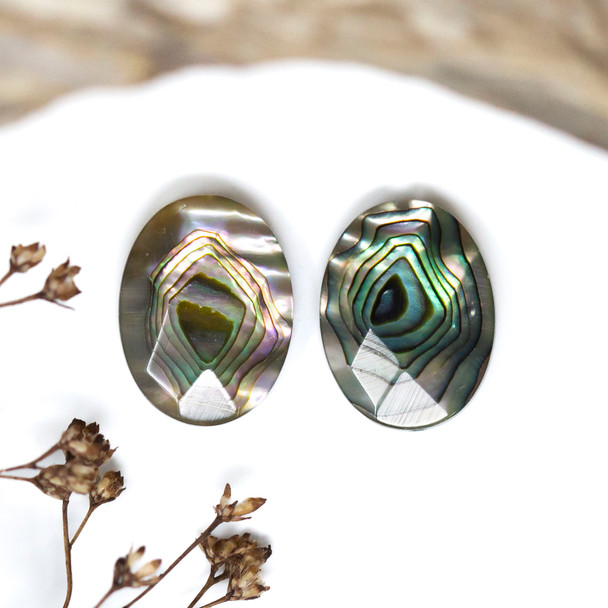 Abalone Polished 12x16mm Faceted Oval Bead