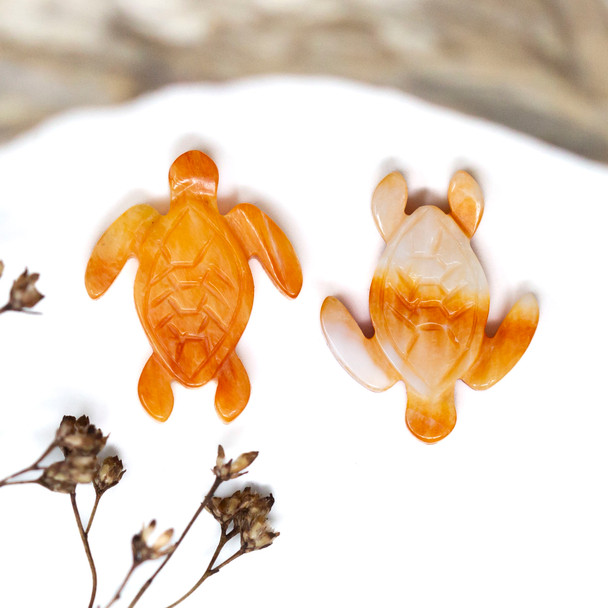Spiny Oyster Polished 16x20mm Orange Turtle Bead