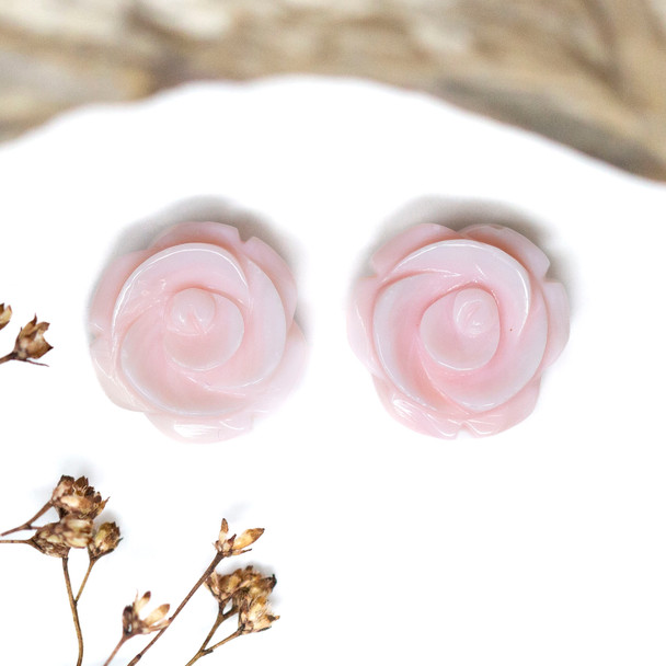 Queen Conch Shell Polished 15mm Natural Pink Rose Flower Bead