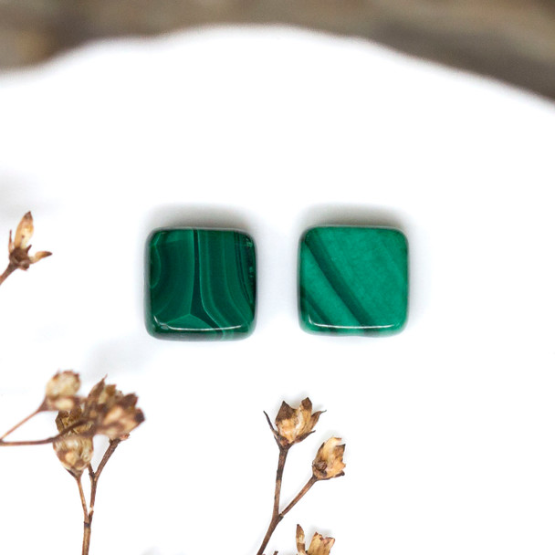 Malachite Polished 5x7mm Flat Square Bead