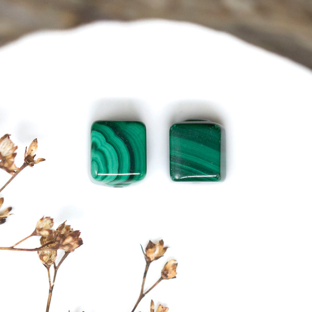 Malachite Polished 8mm Irregular Cube Bead