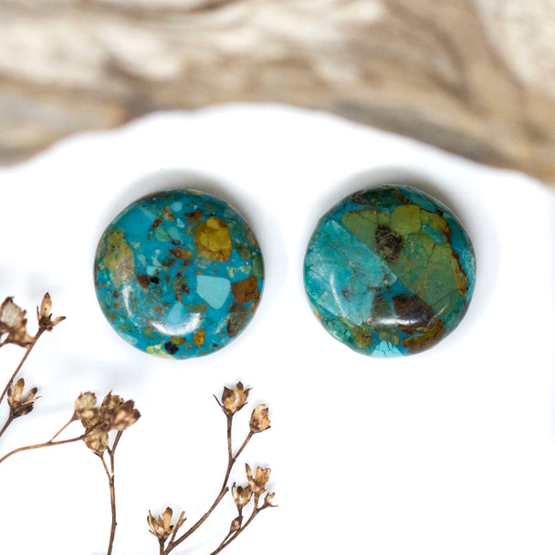 Reconstructed Natural Turquoise 16mm Coin Bead
