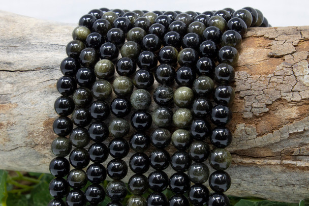 Golden Rainbow Obsidian Grade A Polished 8mm Round