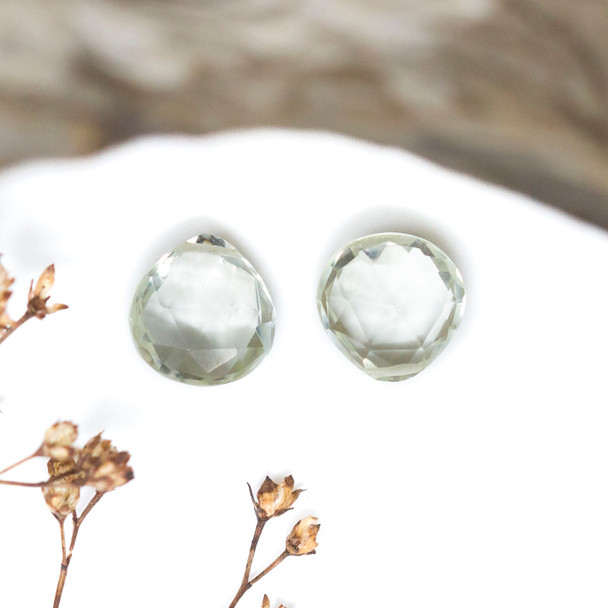 Green Amethyst Polished 10mm Top Drilled Faceted Briolette