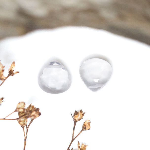 Ice Quartz Polished 8mm Top Drilled Faceted Briolette