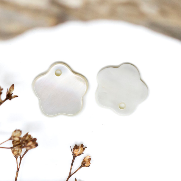 Natural Shell Polished 11.5mm Flower Charm