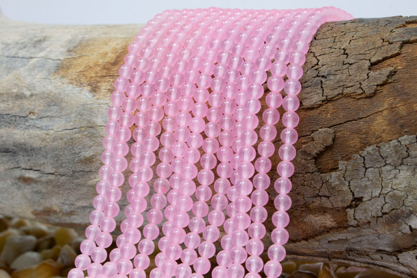Jade Polished 4mm Round - Dyed Pink