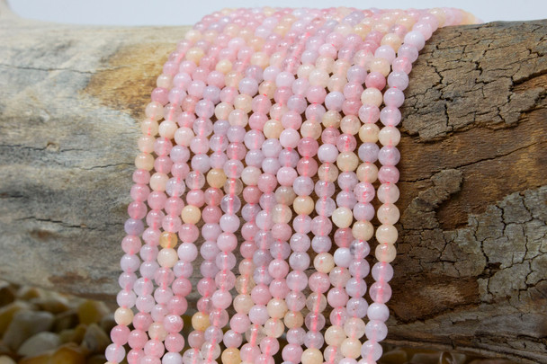 Jade Polished 4mm Round - Dyed Pink Spring Mix