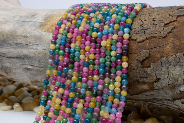 Jade Polished 4mm Round - Dyed Light Tourmaline