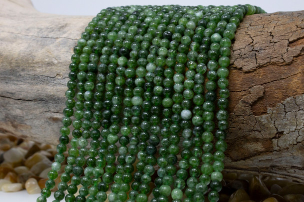 Jade Polished 4mm Round - Dyed Forest Green
