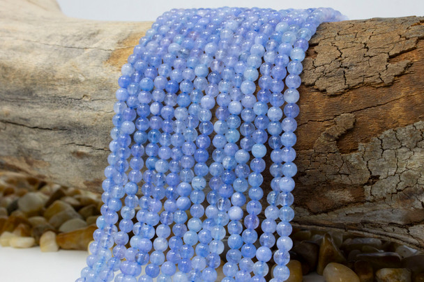 Jade Polished 4mm Round - Dyed Light Blue