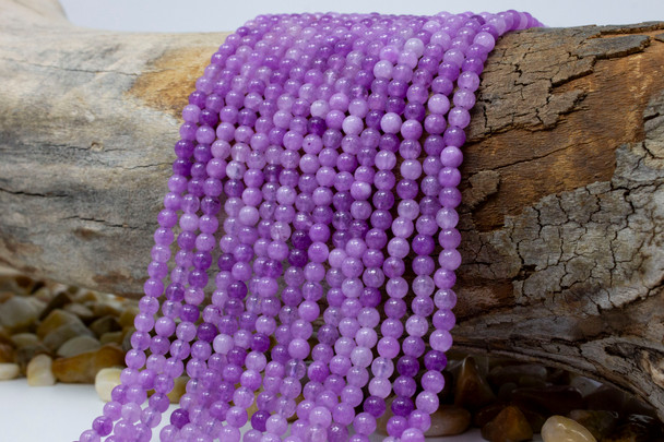 Jade Polished 4mm Round - Dyed Orchid