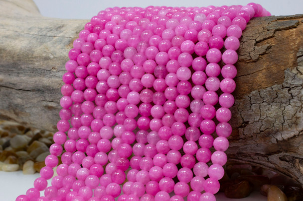 Jade Polished 6mm Round - Dyed Candy Pink