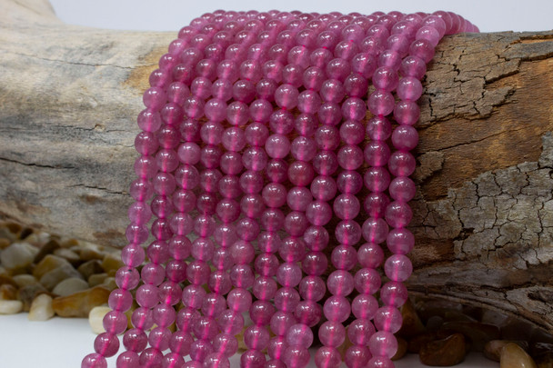 Jade Polished 6mm Round - Dyed Soft Pink Orchid