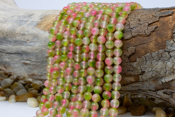 Jade Polished 6mm Round - Dyed Watermelon