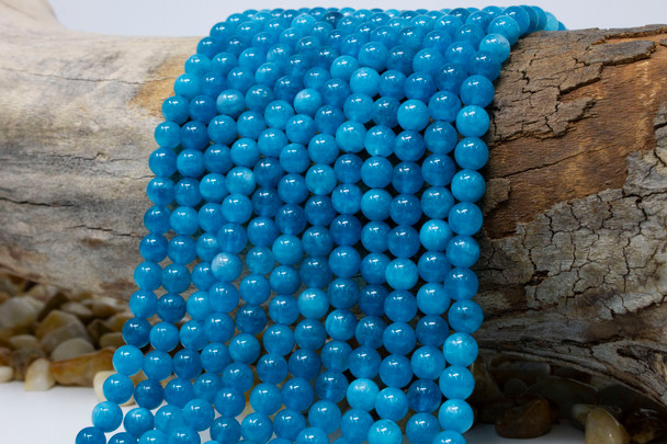 Jade Polished 6mm Round - Dyed Cerulean