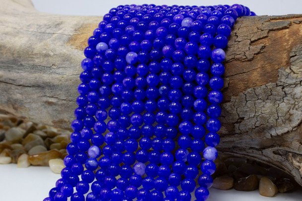 Jade Polished 6mm Round - Dyed Blue Violet