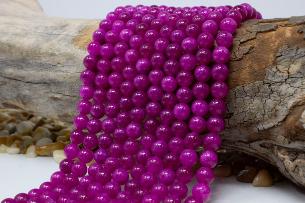 Jade Polished 8mm Round Dyed Vibrant Pink