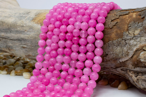 Jade Polished 8mm Round Dyed Candy Pink
