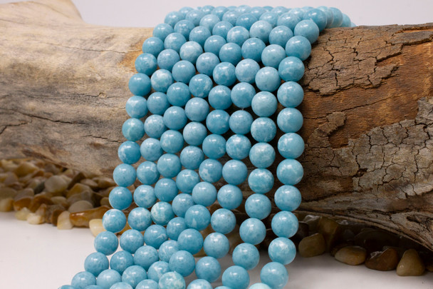 Jade Polished 8mm Round Dyed Blue Skies