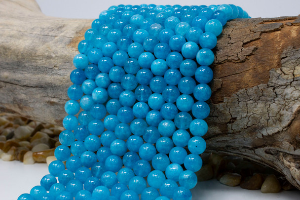 Jade Polished 8mm Round Dyed Cerulean
