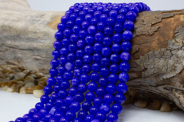 Jade Polished 8mm Round Dyed Blue Violet