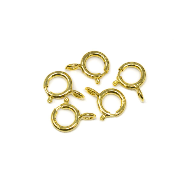 18kt Gold Plated 925 Sterling Silver 5mm Spring Ring Clasp - 5 Pieces