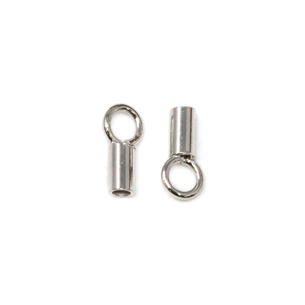 Rhodium Plated Sterling Silver 1mm Glue in End Caps - 1 Pair