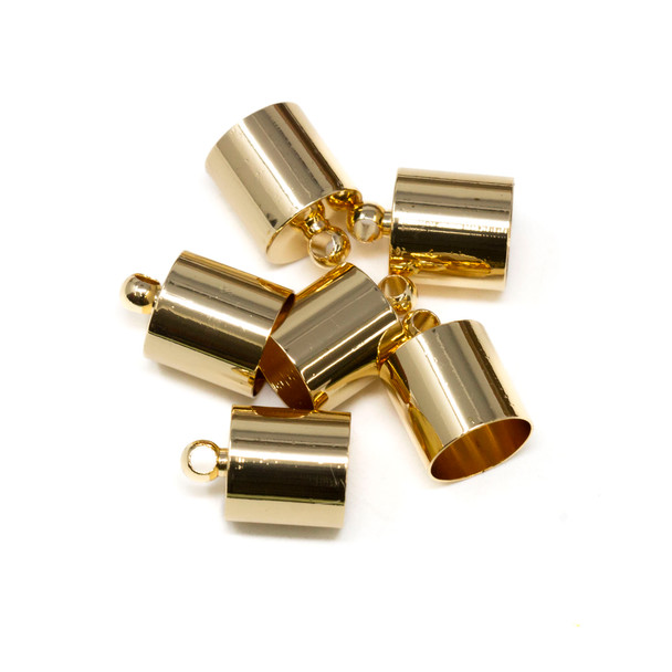 18kt Gold Plated 9x13mm End Caps - 8.5mm Hole - 3 Pair