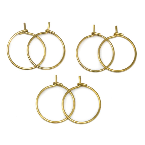 18K Gold Plated Stainless Steel 15mm Hoop Earring / Wine Glass Ring - 6 Pieces