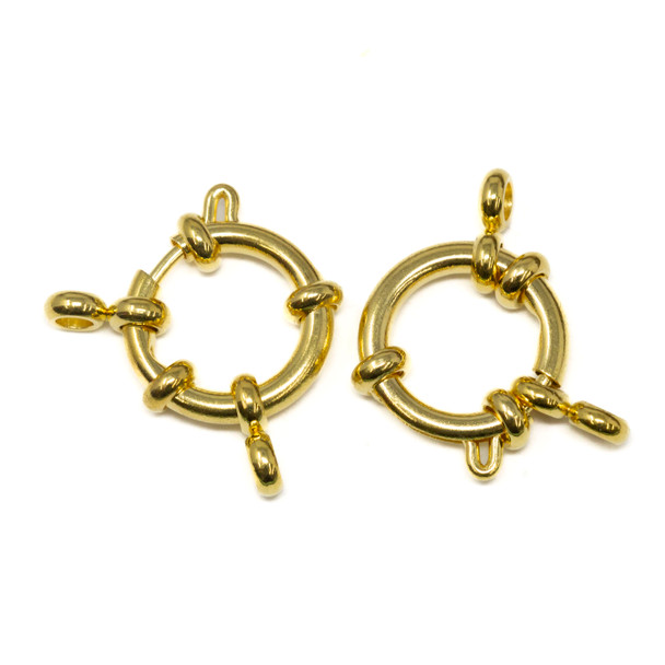 Gold Plated 16mm Spring Ring Clasp With Bail