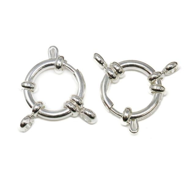 Silver Plated Stainless Steel 16mm Spring Clasp with Bail