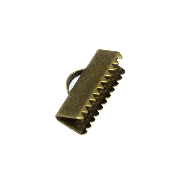 Antique Bronze Plated Brass 16mm Flat Crimp End