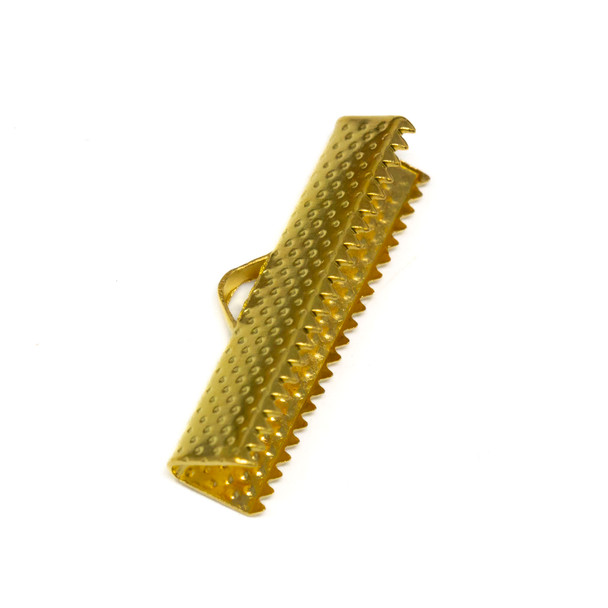 Gold Plated Brass 25mm Flat Crimp End