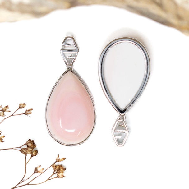 Sterling Silver Pink Conch 18x28mm Drop Pendant