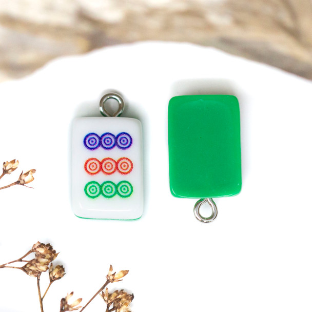 Resin 20x11mm Nine of Dots - Mahjong Tile Pendant