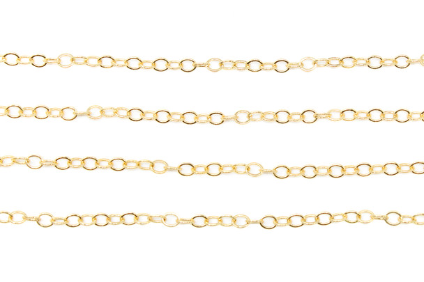 18kt Gold Plated 3.5x3mm Flat Oval Cable Chain - Sold By 6 inches