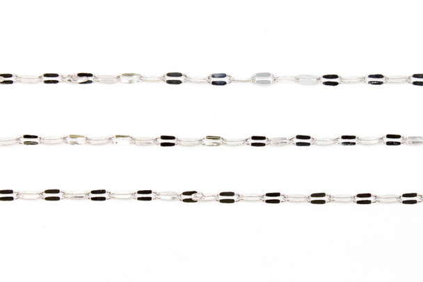 Platinum Plated 5x2mm Dapped Curb Chain - Sold By 6 inches