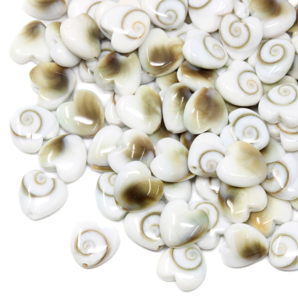 Shiva Eye Shell Polished 8mm Heart Bead