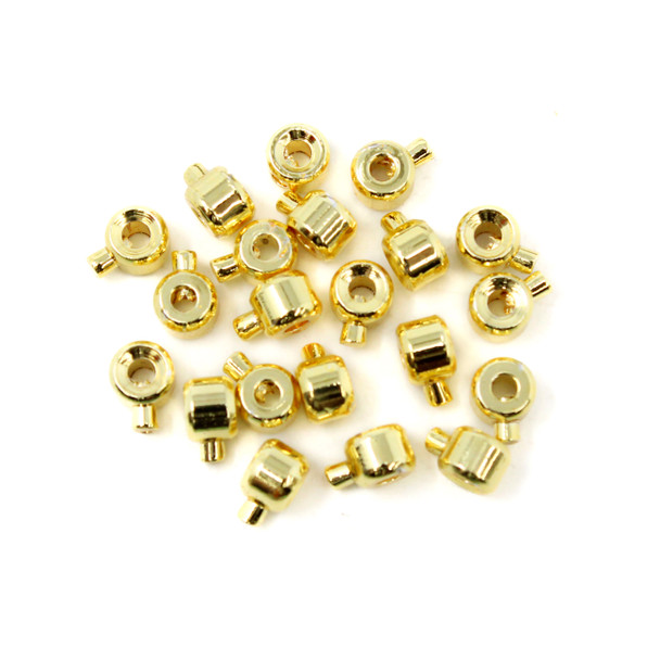 14kt Gold Plated 3mm Cylinder Lollipop Push Pin Crimps - 20 Pieces