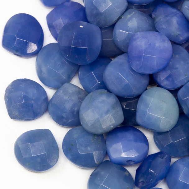 Blue Quartz Polished 10x10mm Faceted Pear - Top Drill