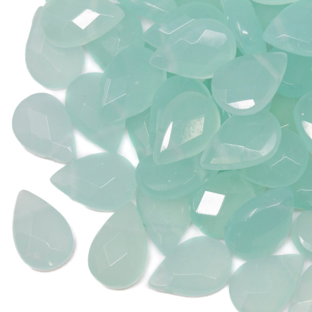 Light Green Quartz Polished 8x12mm Faceted Pear - Top Drill