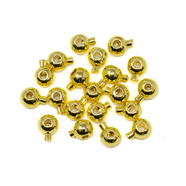 Long Lasting 14kt Gold Plated 3mm Round Lollipop Push Pin Crimps - 20 Pieces