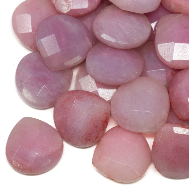 Red Jade Polished 16x16mm Faceted Pear - Top Drill