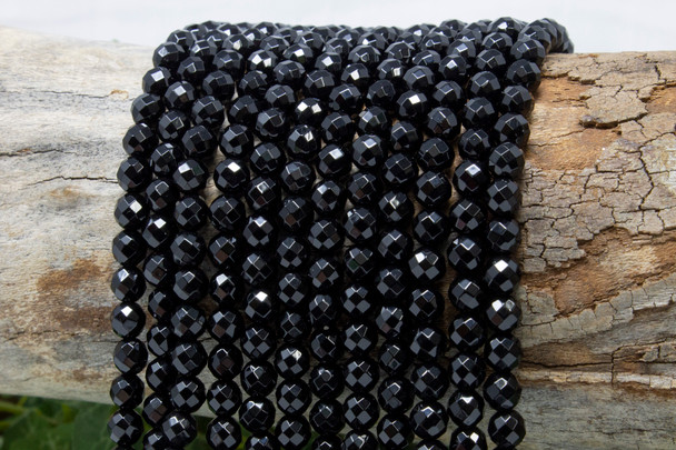 Black Onyx A Grade Polished 6mm Faceted Round - 64 Cut