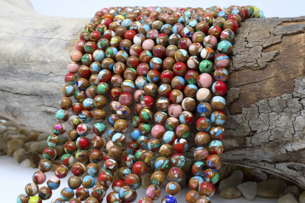 Impression Jasper in Resin Manmade Polished 6mm Multi Color Round