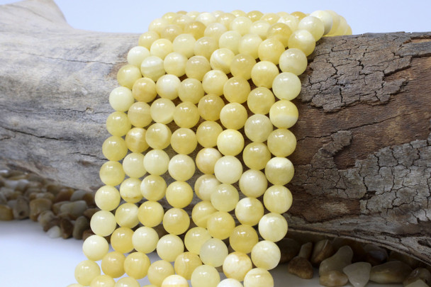 Natural Yellow Jade Polished 8mm Round